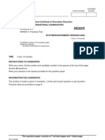 Chemistry: PAPER 5 Practical Test