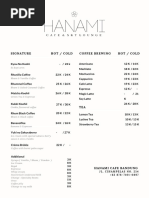 Hanami Cafe & Sky Lounge Menu