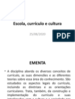 Escola, Currículo e Cultura - SLIDES AULA 1