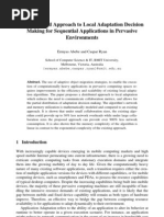 A Distributed Approach To Local Adaptation Decision Making For Sequential Applications in Pervasive Environments