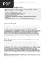 McKinley, W., & Mone, M. A. (2005) - Micro and Macro Perspectives in Organization Theory - A Tale of Incommensurability. Oxford Handbooks Online.