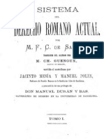 Sistema Del Derecho Romano Actual - Tomo I