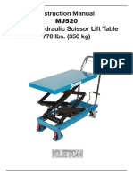 Instruction Manual MJ520 Mobile Hydraulic Scissor Lift Table 770 Lbs. (350 KG)