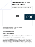 Analysis of The Geopolitics of The Libya Conflict (June 2020) - Westminster Institute