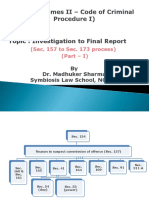 Topic: Investigation To Final Report: (Sec. 157 To Sec. 173 Process) (Part - I)