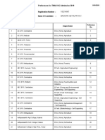 Preferences For TNAU UG Admission 2019: Registration Number: Name of Candidate