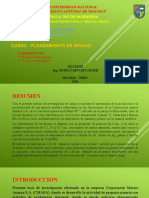 Plan de Minado Subterraneo Aplicado en La Corporacion Minera Ananea S.A