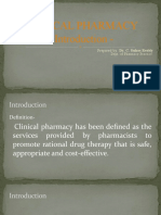 Clinical Pharmacy - Introduction - : Prepared By: Dr. C. Suhas Reddy