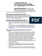 Specifications For Neuropsychological Evaluations For Potential Neurocognitive Impairment