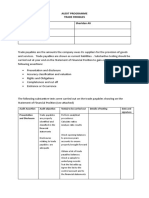 Audit Programme Trade Payables Name of Client Sheridan AV Year-End Name of Auditor (S)