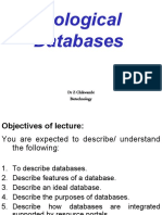 Biological Databases: DR Z Chikwambi Biotechnology