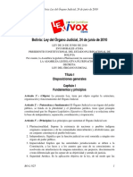 Bolivia: Ley Del Órgano Judicial, 24 de Junio de 2010: Título I Disposiciones Generales