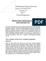 Semantic Pragmatic Impairments: Name: Muhammad Hamza Qureshi Reg No: EN120172101 Section: B BS6 Psycholinguistics