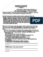 Direct Indirect Speech Worksheet