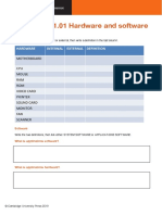 Worksheet 1.01 Hardware and Software: Cambridge IGCSE ICT Teacher's Resource