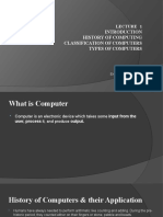 History of Computing Classification of Computers Types of Computers