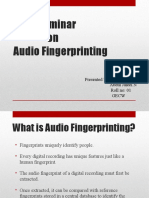 Seminar On Audio Fingerprinting: Presented By: Abdul Jaleel.N Roll No: 01 Gecw