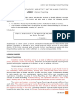 Chapter 2: Science, Technology, and Society and The Human Condition LESSON 1: Human Flourishing Objectives