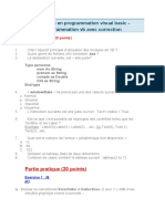 Examen Corrigé en Programmation Visual Basic - Exercices Programmation VB Avec Correction