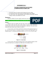 Experiment No. 2 Identification of Resistor Color Codes and Verification of Ohm'S Law