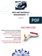 Men and Materials Management - Ii: Unit 3