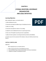 Chapter 8 Outline - Institutional Investors, Governance Organization and Legal Initiatives (Group 8 - Castillo, Catoy, Cueto, de La Torre, de Ocampo)