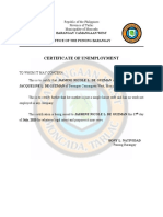 Certificate of Unemployment Camangaan West