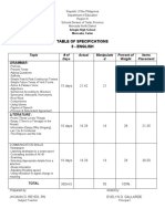 Table of Specification - English