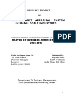 Performance Appraisal System in Small Scale Industries