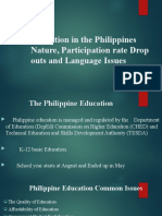 Education in The Philippines Nature, Participation Rate Drop Outs and Language Issues