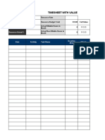 Timesheet With Value: Resource Name Resource Budget % Budget Hours in Month