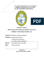 Universidad Católica Boliviana "San Pablo" Unidad Académica Regional Santa Cruz Carrera de Ingenieria Industrial