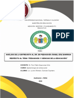Análisis de La Entrevista Al Dr. en Pedagogía Ángel Díaz Barriga Respecto Al Tema "Pedagogía y Ciencias de La Educación"