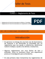 Taller de Tesis - Clase 1 - Reglamentos de Tesis - UNQ