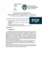 Cuestionario Determinación de Triglicéridos y Colesterol