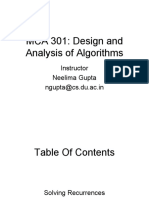 MCA 301: Design and Analysis of Algorithms: Instructor Neelima Gupta Ngupta@cs - Du.ac - in