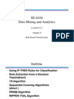 SE-6104 Data Mining and Analytics: Lecture # 12 Rule Based Classification