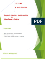 Upss Online Lecture Topic:Mapping and Function Class Ss1:: Subject: Further Mathematics by Akpodamure Fejiro