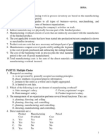 PART I: True or False: Management Accounting Quiz 1 Bsma