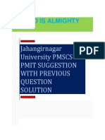 God Is Almighty: Jahangirnagar University PMSCS & Pmit Suggestion With Previous Solution