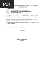 Carta de Solicitud de Permiso Laboral para Tramites Documentarios