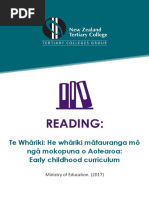 Te Whāriki: He Whāriki Mātauranga Mō Ngā Mokopuna o Aotearoa: Early Childhood Curriculum