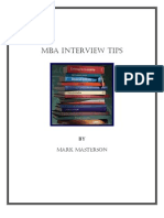 Mba Interview Tips: BY Mark Masterson