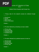 MCQs Unit 2 Sources of Collection of Data