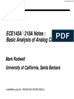 ECE145A / 218A Notes: Basic Analysis of Analog Circuits: Mark Rodwell University of California, Santa Barbara