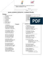 Ficha de Leitura Orientada Bichos Bichinhos Bicharocos