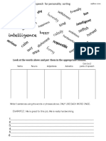 Parts of Speech For Personality Sorting 2020