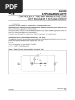 AN308 Application Note: Control by A Triac For An Inductive Load How To Select A Suitable Circuit