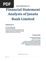 Financial Statement Analysis of Janata Bank Limited: Internship Report On