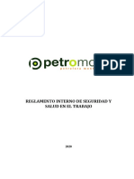 Reglam. Interno de Seg. y Salud en El Trabajo PETROMONT-2020 PDF